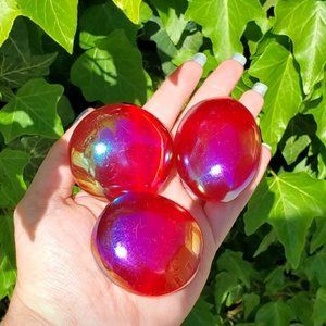 RED Aura Selenite Palm